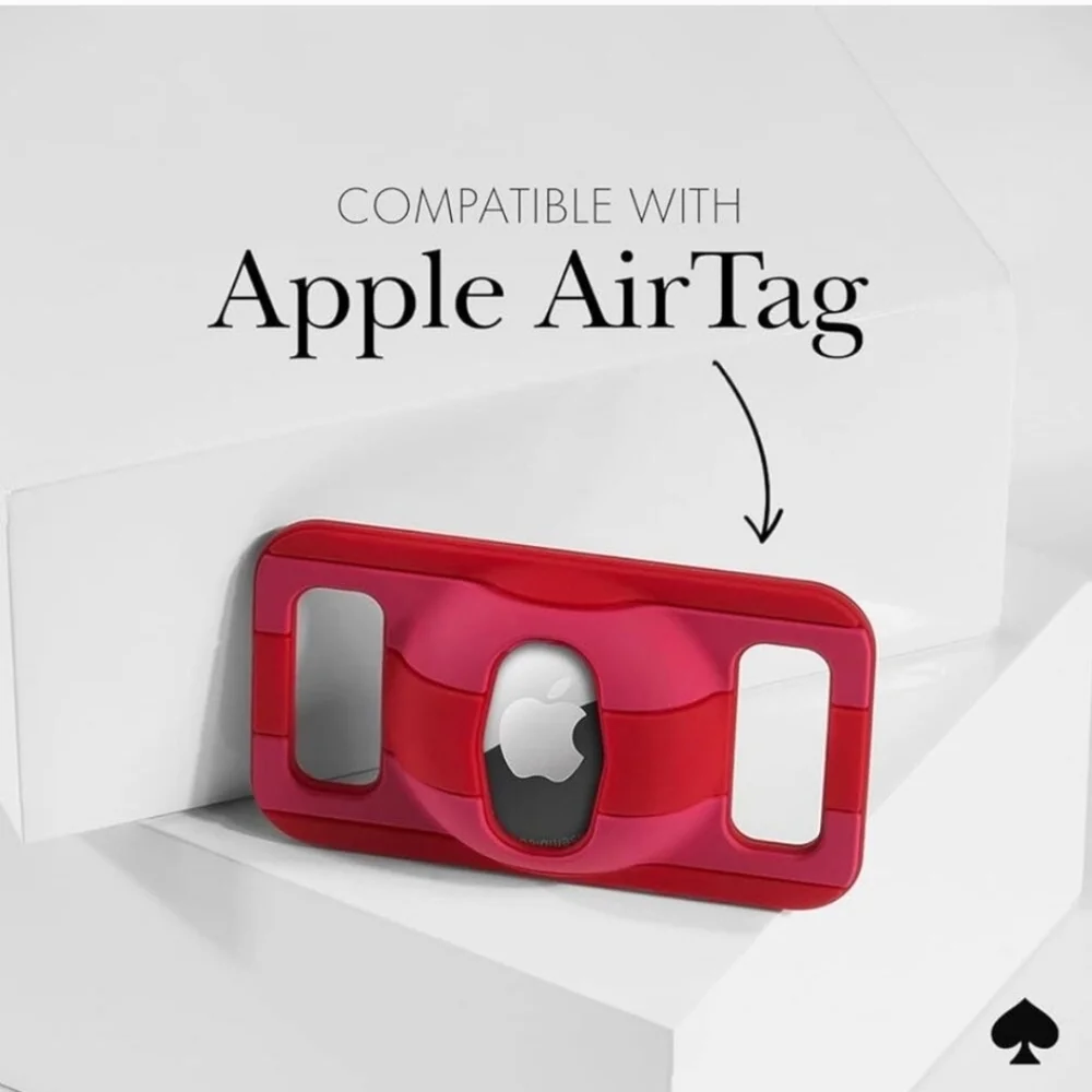 Kate Spade Vibrant Red Dog Collar AirTag Holder NIP